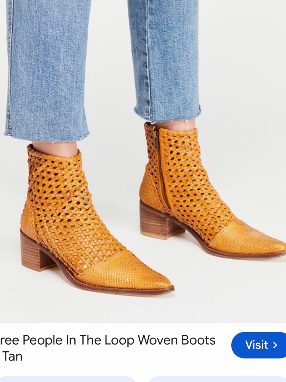 Free People Woven Cognac Ankle Booties
